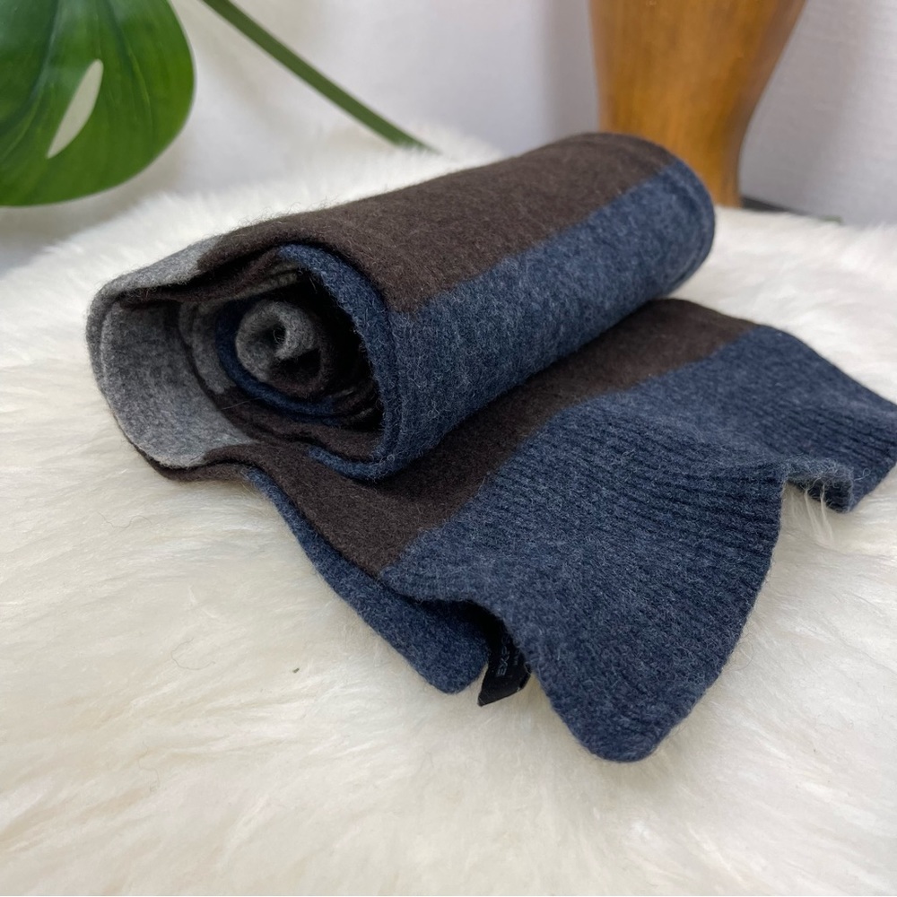 Express Men 100% Lambswool Three Color Stripe Scarf 60x9